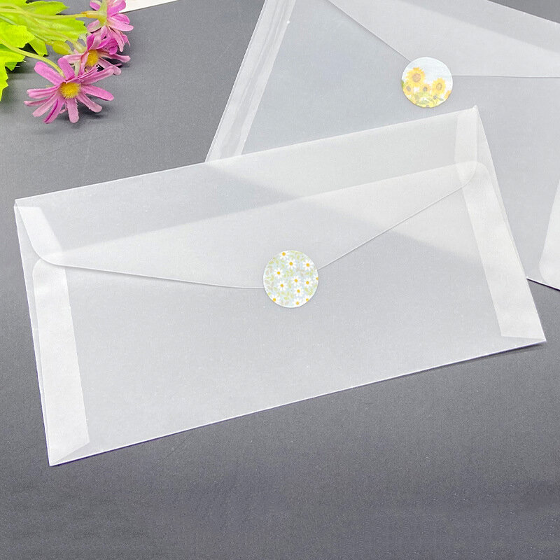 50個の封筒空の半透明の紙の花のカード,クリエイティブな結婚式の招待状のポストカードの保管