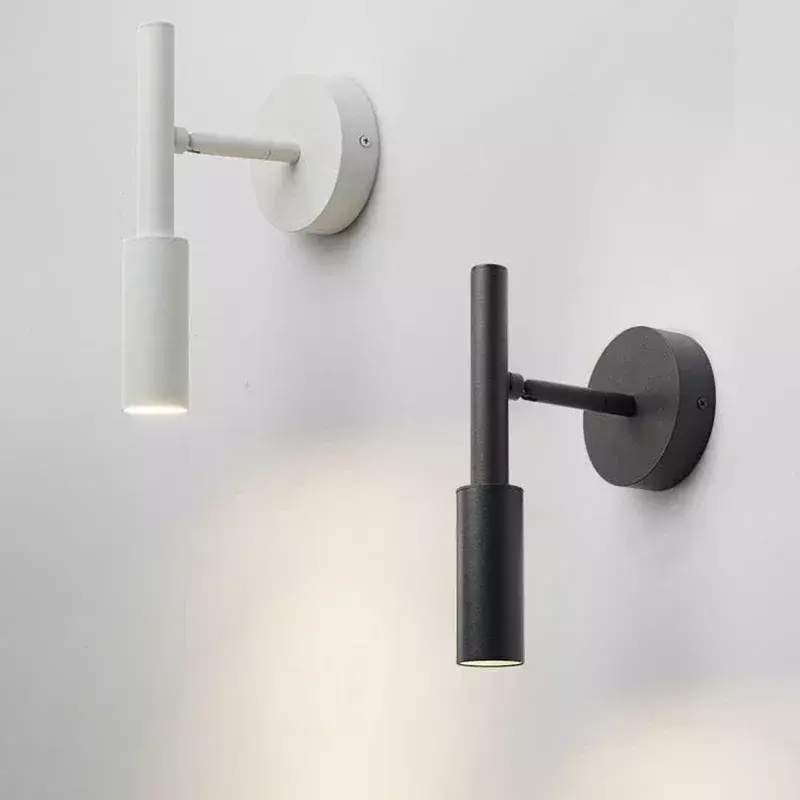 Lámpara LED de pared para pasillo, foco de decoración moderno en blanco y negro para mesita de noche, dormitorio, accesorio de iluminación giratorio para interiores minimalista