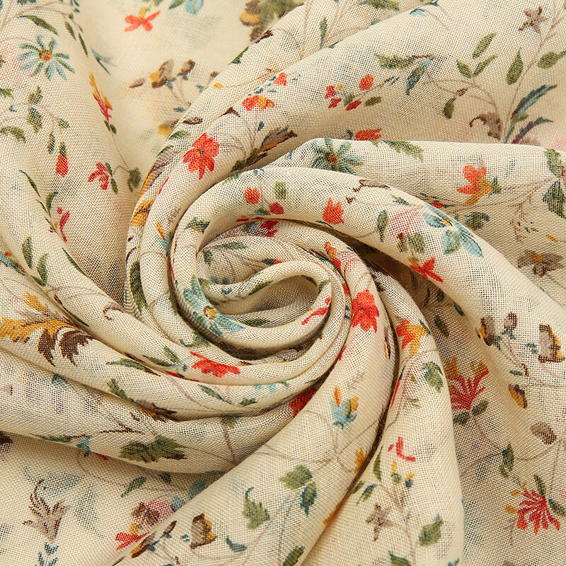 Женский хлопковый шарф с цветочным принтом, 185x90 см