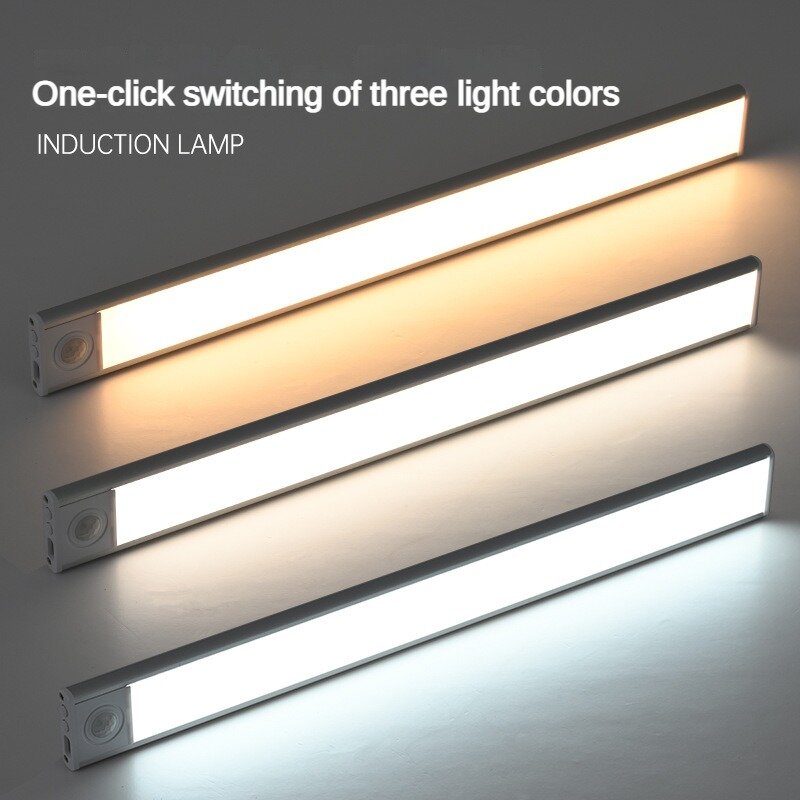 Lumière LED avec capteur de mouvement, aste par USB, pour armoire de cuisine, barre d'éclairage de 20cm/40cm/60cm