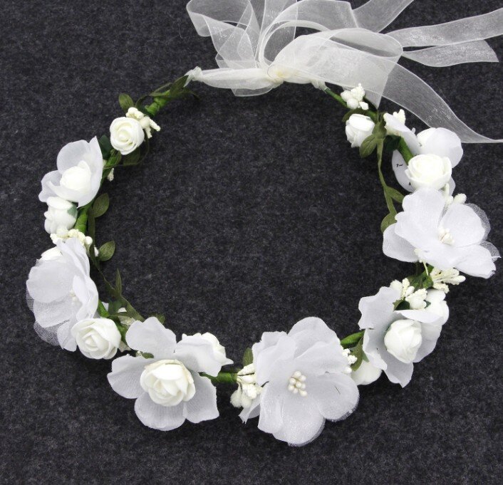 Flor de casamento coroa de flores coroa de cabelo grinalda bandana de casamento feminino ajustado flor guirlanda bandana