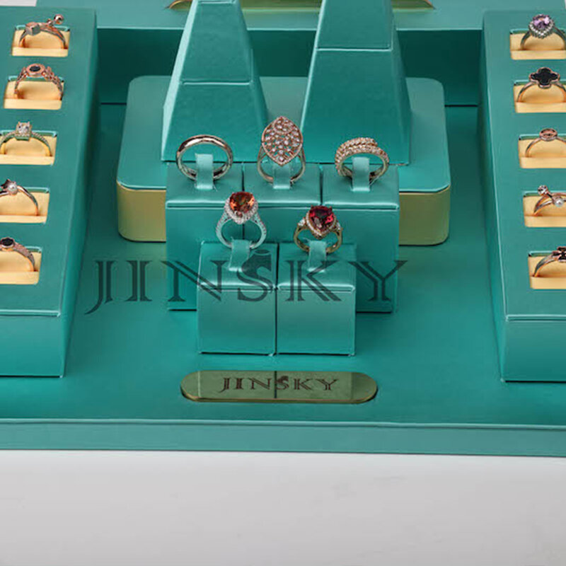 custom.Jinsky  Customized leather jewelry display props necklace bracelet jade window jewellery display set for women