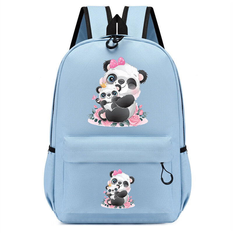 Mochila con estampado Floral de Panda para niños, morral escolar para guardería, mochilas para estudiantes, nueva moda
