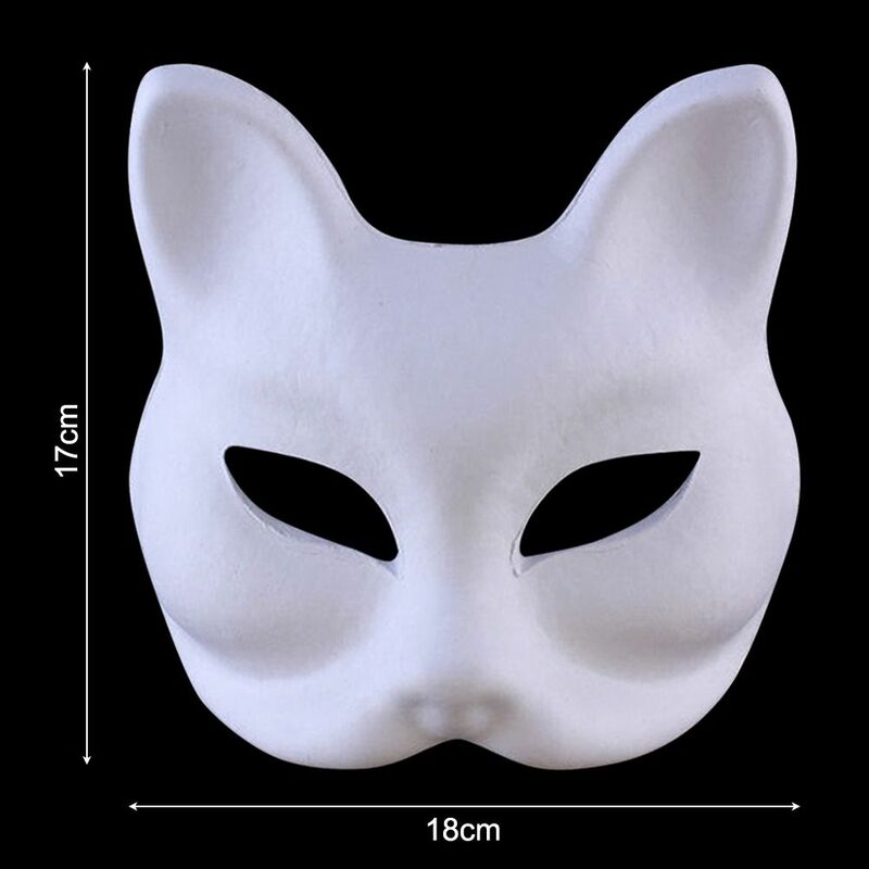 DIY Fuchs Maske leer handgemalte weiße Halb gesicht Cosplay Zellstoff Papier Gesichts maske Party