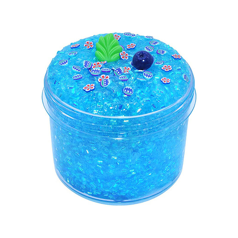 블루베리와 잎이 있는 슬라임 키트, 부드럽고 부드러움, 스트레스 및 불안 해소, 다채로운 슬라임 장난감-액세서리, 1PC, 70ml