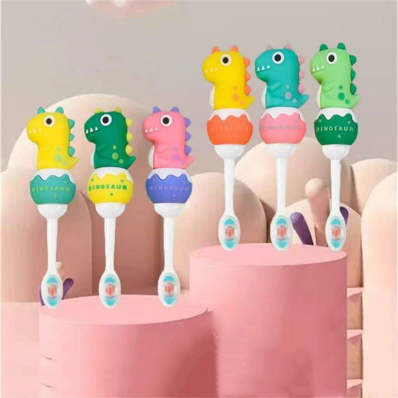 Toothbrush with Short Handle for Baby, Toothbrush Dinossauro, Tooth Guard, Oral Care, Special, Cute, Not Hurt Teeth, 6 Colors