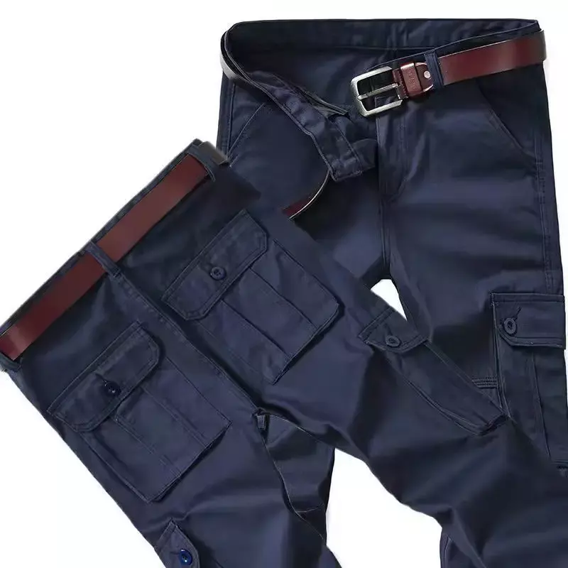 Pantalones Cargo para hombre, ropa de alta calidad, color azul marino, Estilo Vintage coreano, para senderismo, talla grande, ajuste Regular, Verano