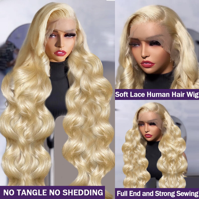 Hairinside-Honey Blonde Body Wave Lace Front Wig para Mulheres, Cabelo Humano Brasileiro, Cor Transparente, 613 Lace Frontal Wig, 13x6