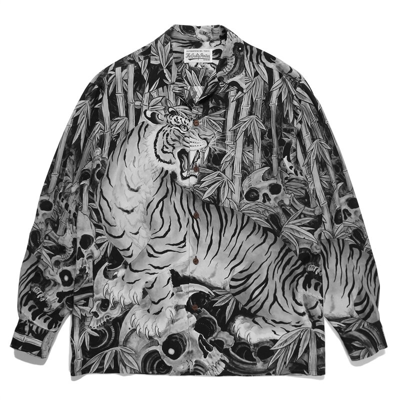 Модная винтажная рубашка с длинным рукавом и принтом тигра