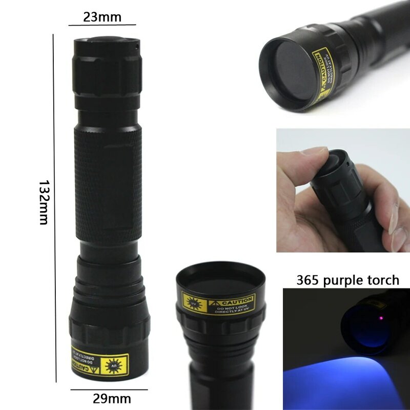 10W 365nm UV Flashlight Portable 18650 Rechargeable Blacklight for Pet Urine Detector, Resin Curing, Scorpion, Fishing