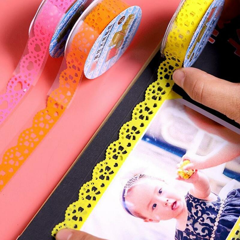 2 stücke 15mm DIY Süßigkeiten Farbe Washi Spitze Klebeband Aufkleber Rolle koreanischen Stil frei geschnittenen dekorativen DIY Mini Spitze Band für Handbuch