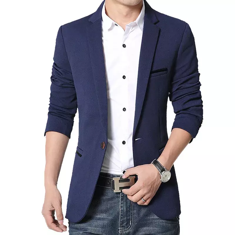 Jaqueta casual de terno fino masculino, blazers masculinos, roupas de marca da moda M a 5XL AY1415, outono, primavera