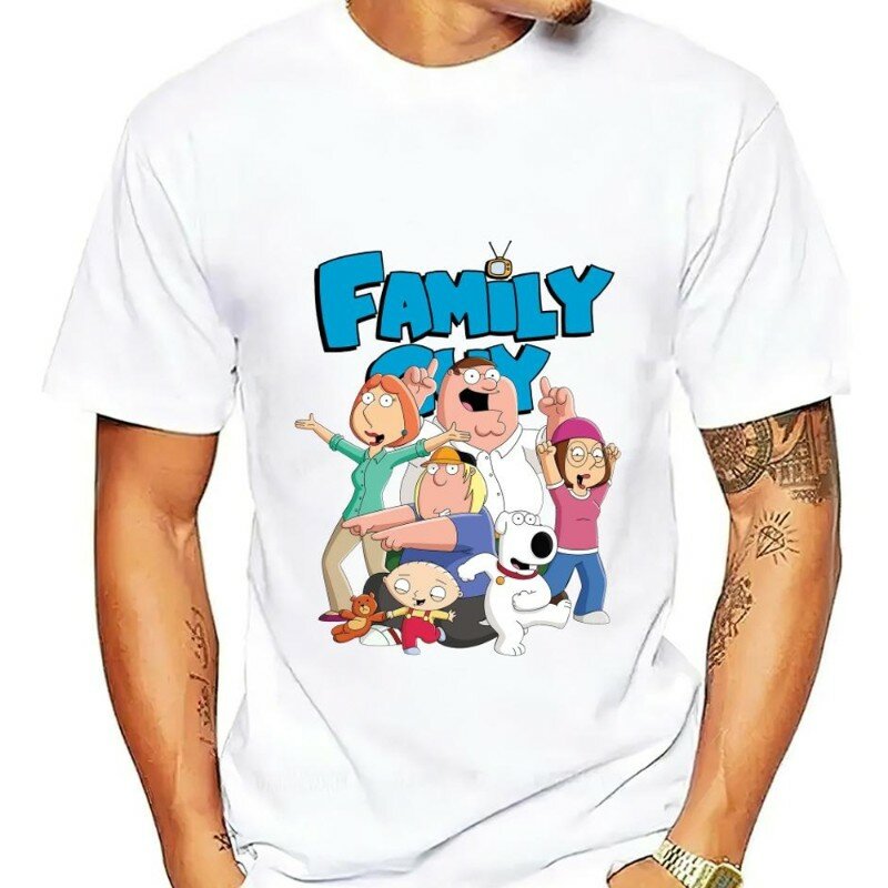 T-shirt de algodão para as mulheres, roupas de manga curta com os desenhos animados f-família, engraçado, combinação casal, moda