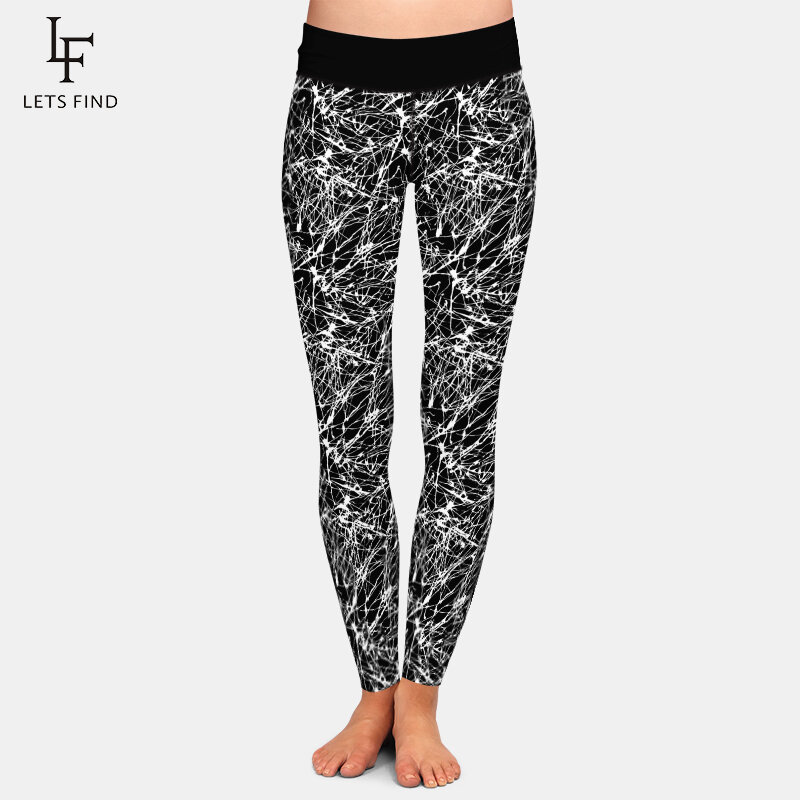 LETSFIND-Legging fitness taille haute pour femme, pantalon moulant sexy, imprimé motif abstrait 3D, mode, vente chaude