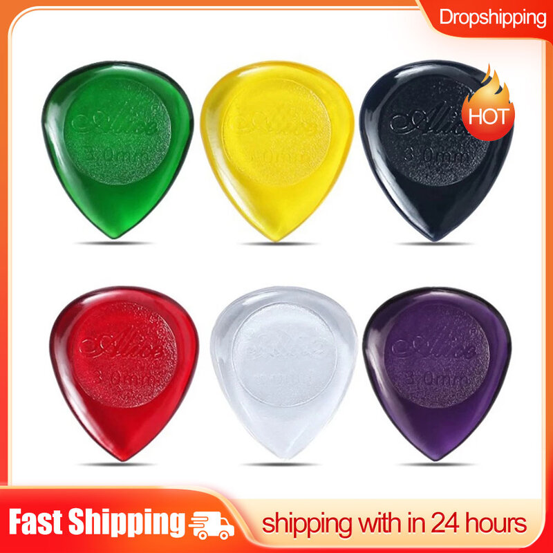 6pcs Acrylic Stubby Guitar Picks Plectrums Large Stubbies Big Smooth 1mm 2mm 3mm For Acoustic Electric Guitar Bass Accessories