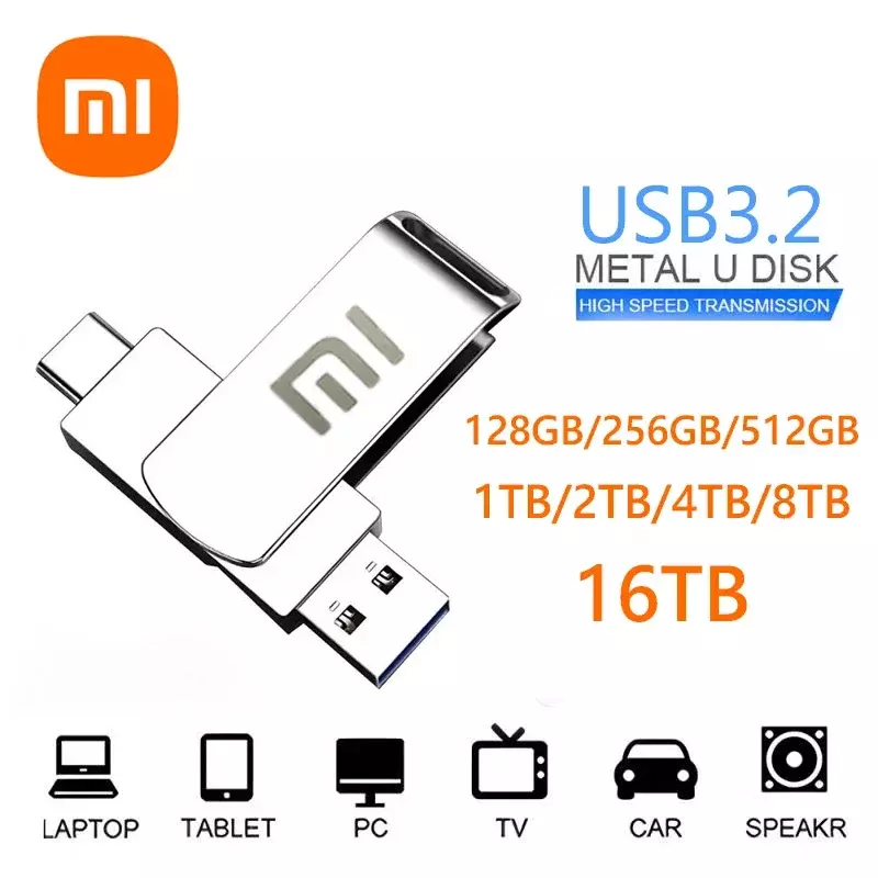 Xiaomi-防水ポータブルメモリスティック,USBテラバイトフラッシュドライブ,大容量,高速転送,金属ペン,16 3.2