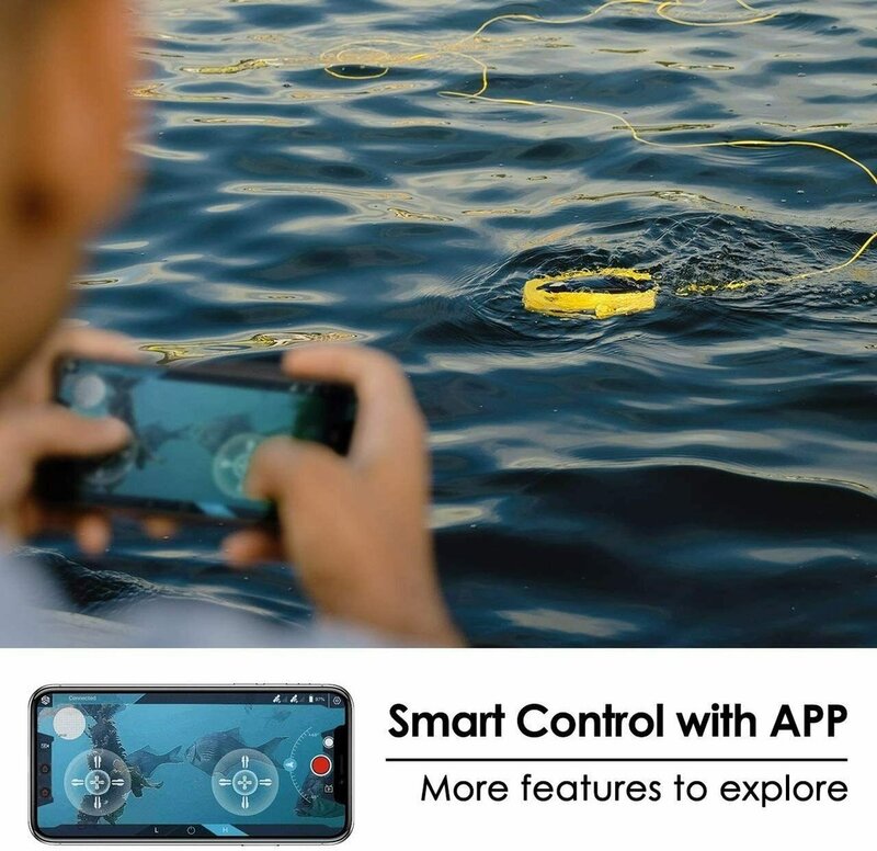 Mengejar Dory dengan Joystick Tahan Air Drone Bawah Air GPS 15M Robot Rov Kamera Bawah Air Pencari Ikan untuk Memancing dan Menyelam
