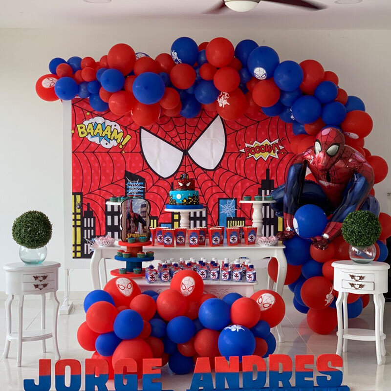 Birthday Decorations Cartoon Spider Man Super Hero Disposable Tableware Paper Plates Cup Kid Favor Balloon set Baby Shower Party