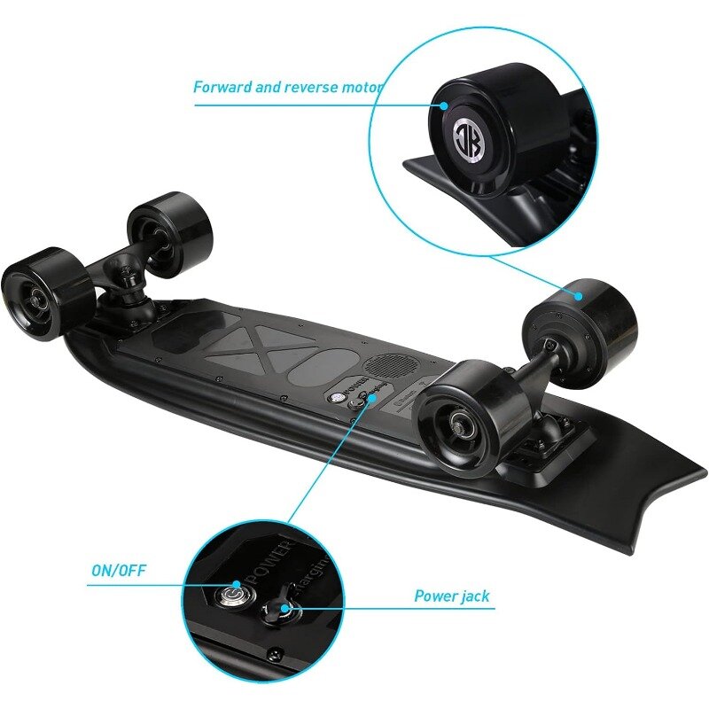 Skate elétrico com controle remoto, Longboard elétrico, 450W Hub-Motor, 18,6 MPH, velocidade máxima