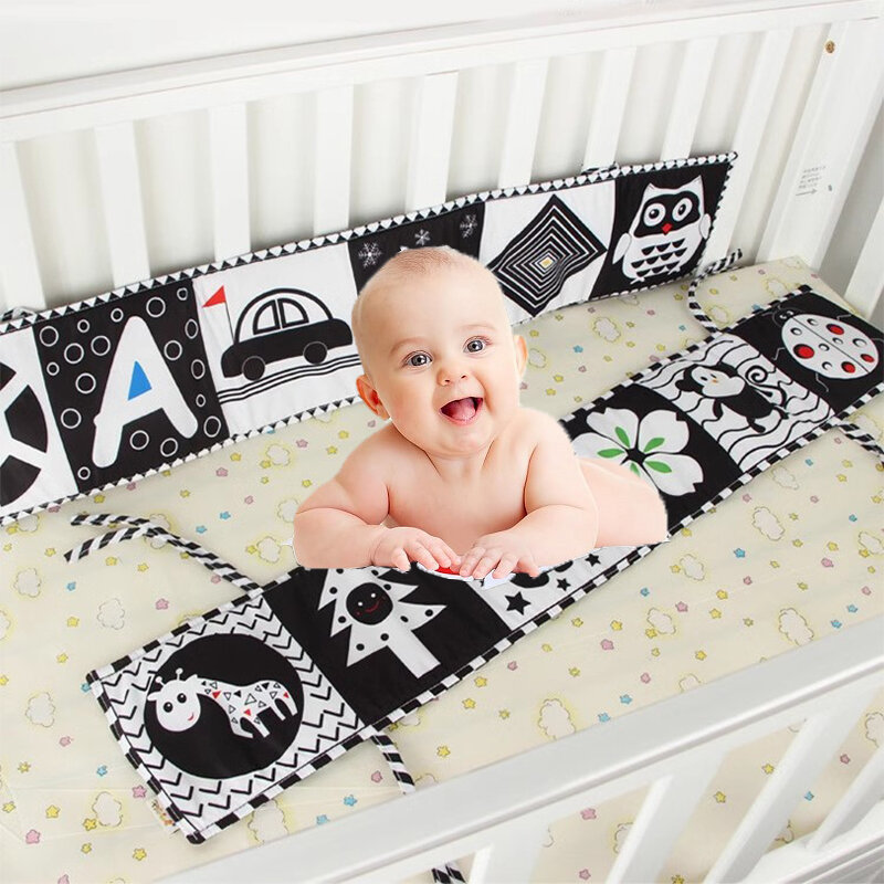 Baby Book Black and White Books for Newborn Babies Bed Crib Bumper Sensory Cloth Book Montessori High Contrast Baby Toys 0 12 M