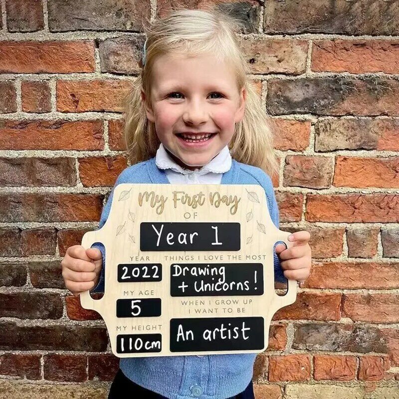 First Day Of School Sign - Reusable Memory Photo Board With Handles Back To School Starting School Nursery Preschool Easy To Use