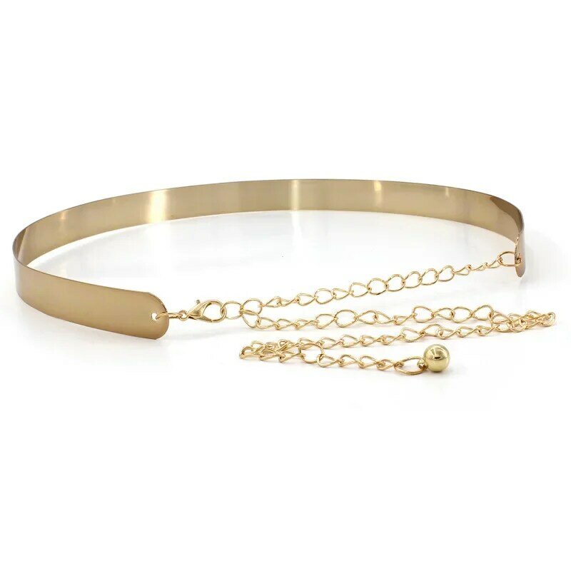Cintura di design in metallo regolabile da donna nuova moda abito da donna di lusso Bling oro argento specchio cintura Vintage con catena in vita