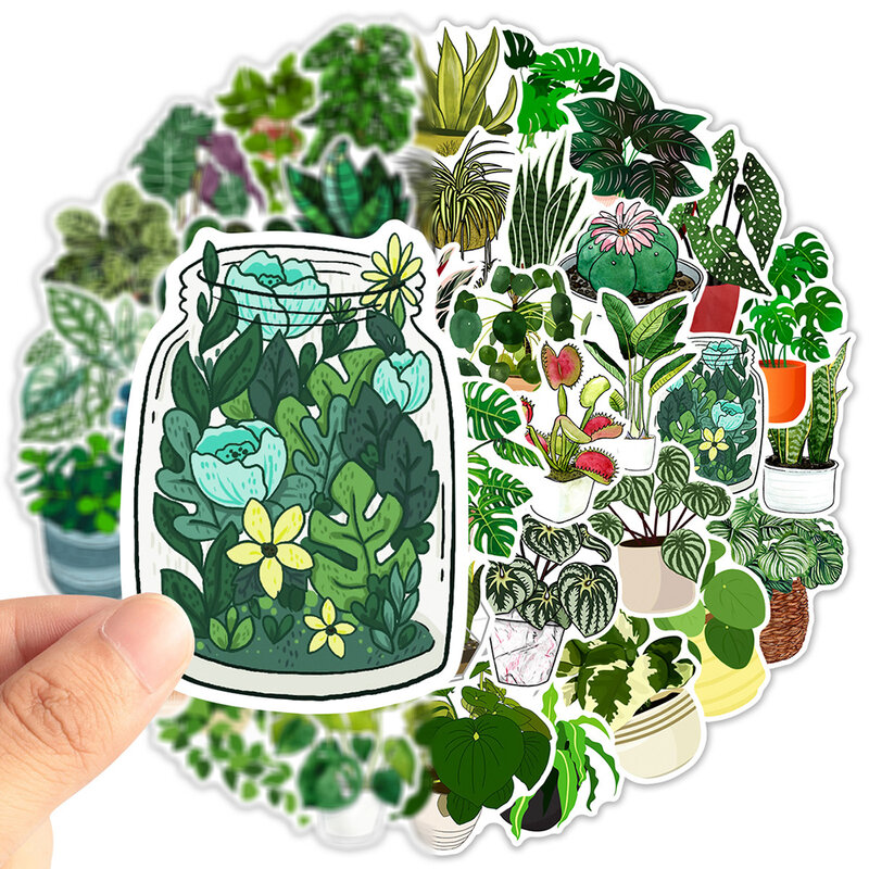 귀여운 식물 녹색 미학적 스티커, 어린이 장난감 DIY 장식, 냉장고 노트북 자전거 휴대폰 가방 만화 스티커, 10 30 50 개