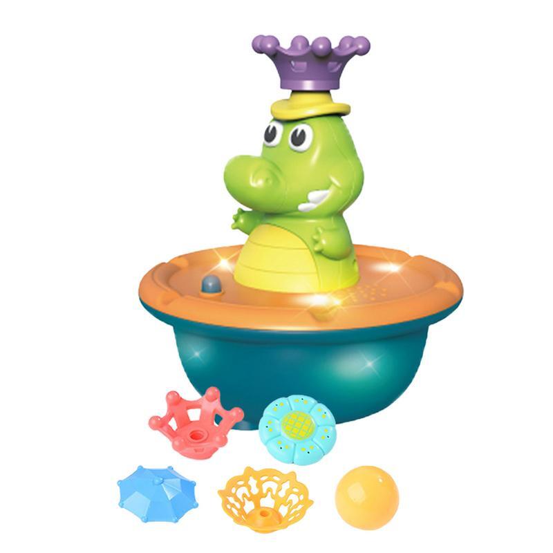 Mainan semprotan air mandi anak-anak, mainan Lucu Buaya Sprinkler berputar mengambang kolam renang bak mandi kamar mandi untuk bayi