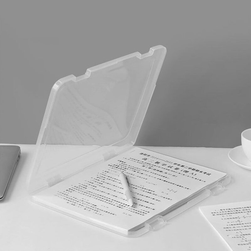 Pasta transparente de grande capacidade para arquivo de escritório Caixa de armazenamento de plástico espessada Student Test Paper Classification Organizer