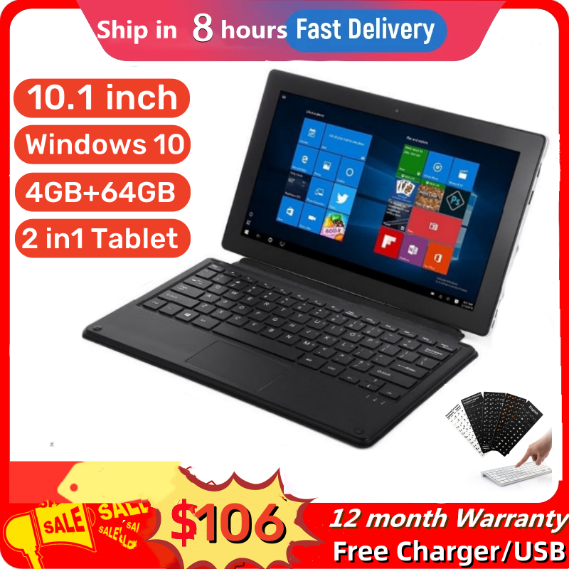 Drop Shipping 4GB 64GB 10.1 ''p7 2 in1 Windows 10 Tablet PC mit Tastatur 64 Bit X5-Z8300 CPU 1920x1200 Pixel HDMI-kompatibel