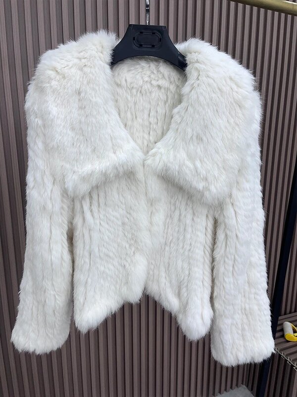2024 nuovi cappotti di pelliccia di coniglio naturale giacche lavorate a maglia in vera pelliccia di volpe da donna abbigliamento donna di lusso