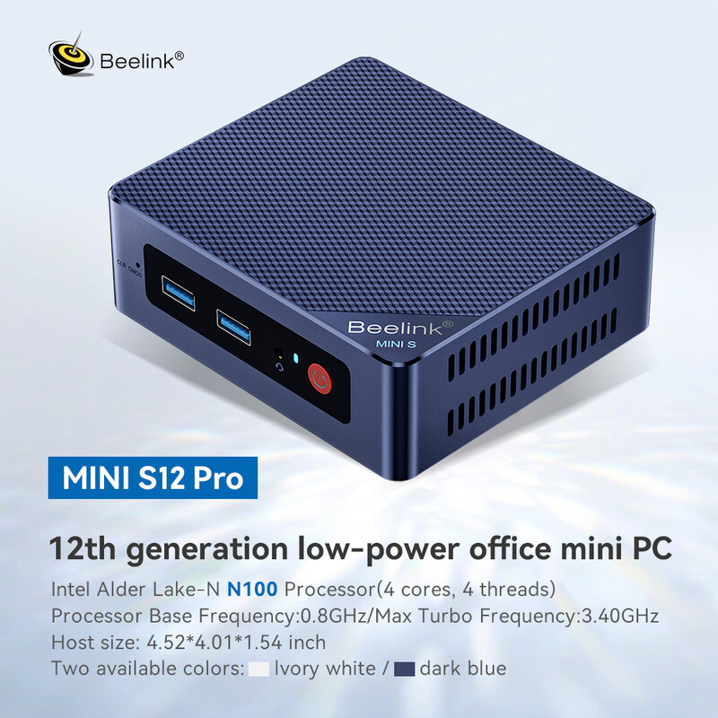 Beelink Mini S12 Pro intel N100 Mini PC DDR4 RAM 16GB SSD 500GB Wifi6 BT5.2 Desktop Gaming office home minipc Gamer computer