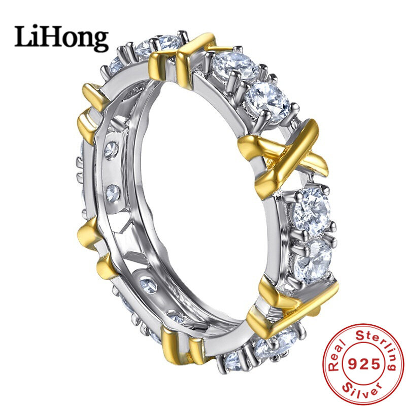 Cincin Perak Murni 925 Mewah Cincin Kristal dengan Zirkon Aaa untuk Hadiah Perhiasan Pertunangan Wanita