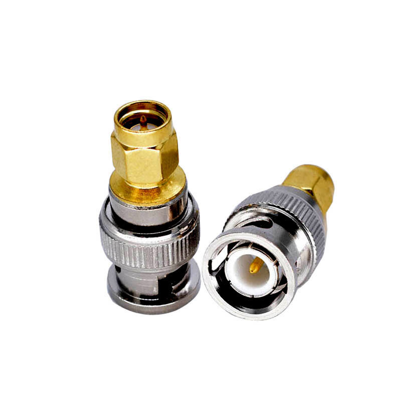1Pcs Connector SMA Male to BNC Male Coaxial Gold Plated Straight Coaxial RF Adapter for Radio Walkie Talkie Antenna Change Plug