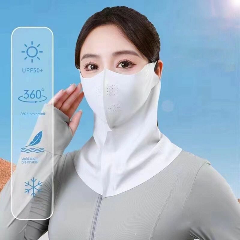 UPF50 masker pelindung matahari, masker wajah musim panas antiuv 3D bersirkulasi udara, pelindung leher antidebu