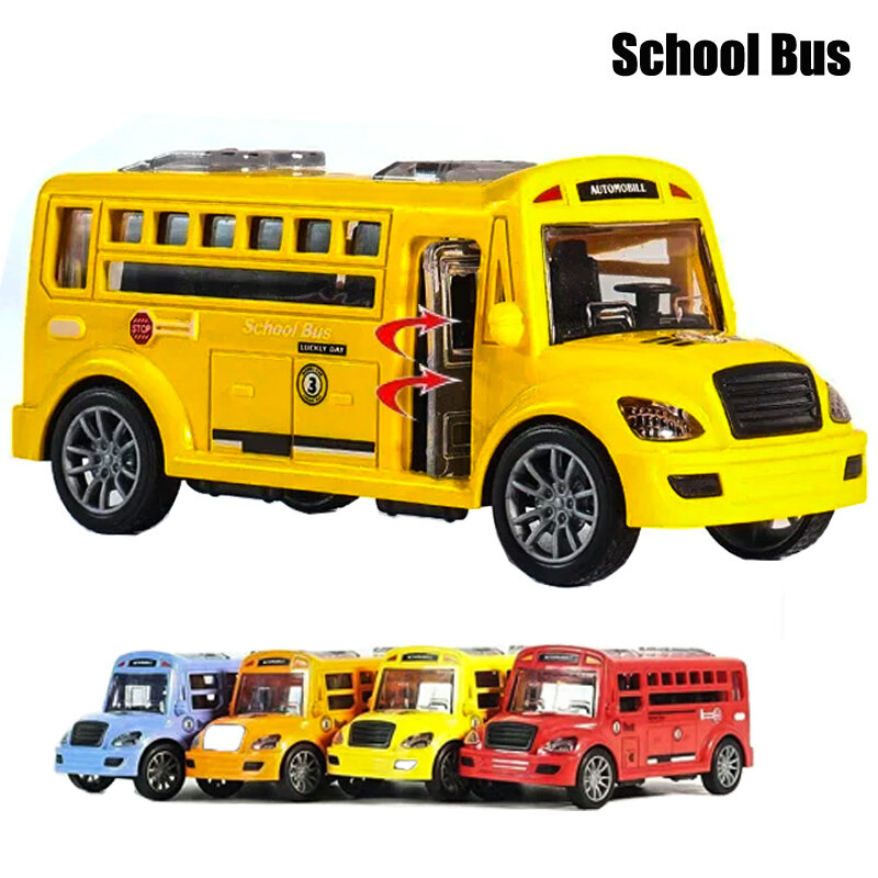 Autobus szkolny zabawka dla dzieci z otwieranymi drzwiami samochód bezwładnościowy dla dzieci klasy edukacyjna zabawki modele transportowa dla chłopców prezent
