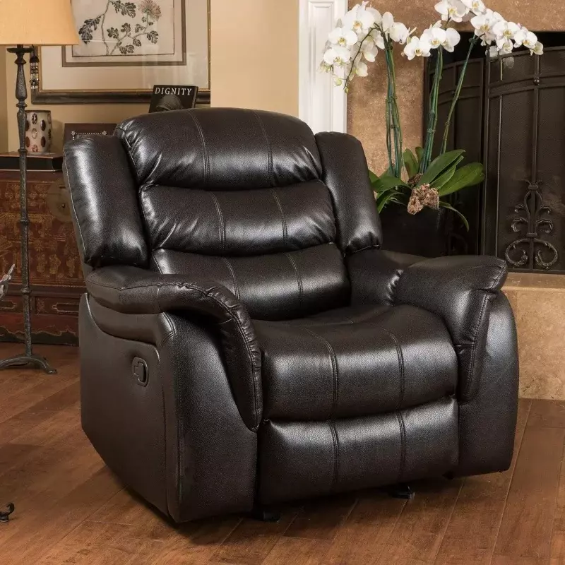 Christopher Knight Home GDFStudio Great Deal Furniture Merit Black Leather Recliner/Glider Chair