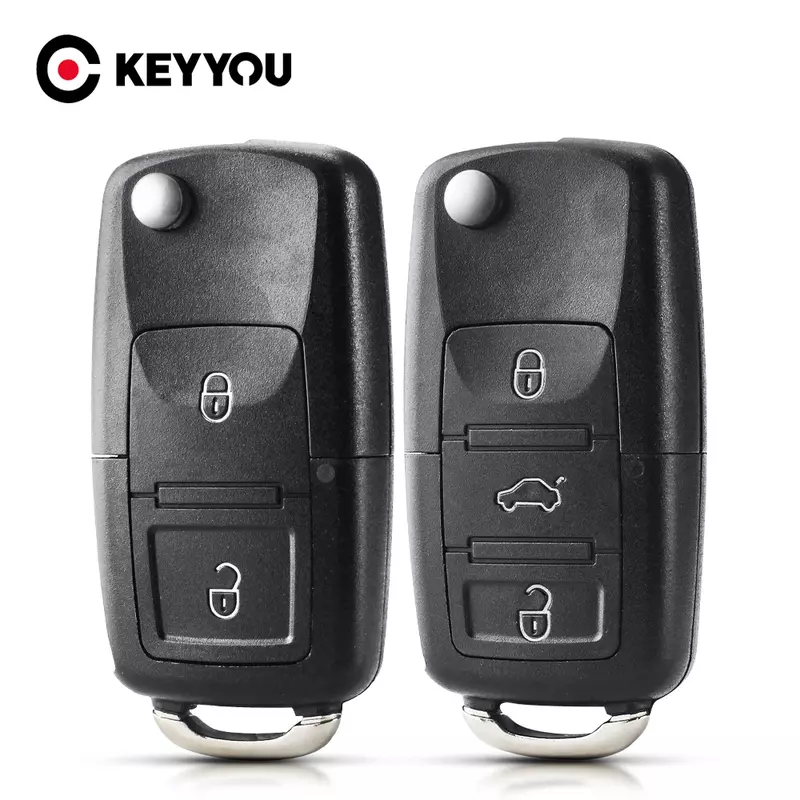 KEYYOU 2 przycisk składany kluczyk samochodowy z pilotem składane klucze Case dla volkswagena Vw Jetta Golf Passat Beetle siedzenie do skody Polo B5