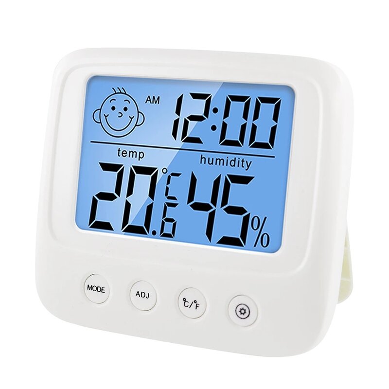 Therye.com-Capteur de température numérique d'intérieur, hygromètre multifonctionnel, heure, date, humidité, questionne
