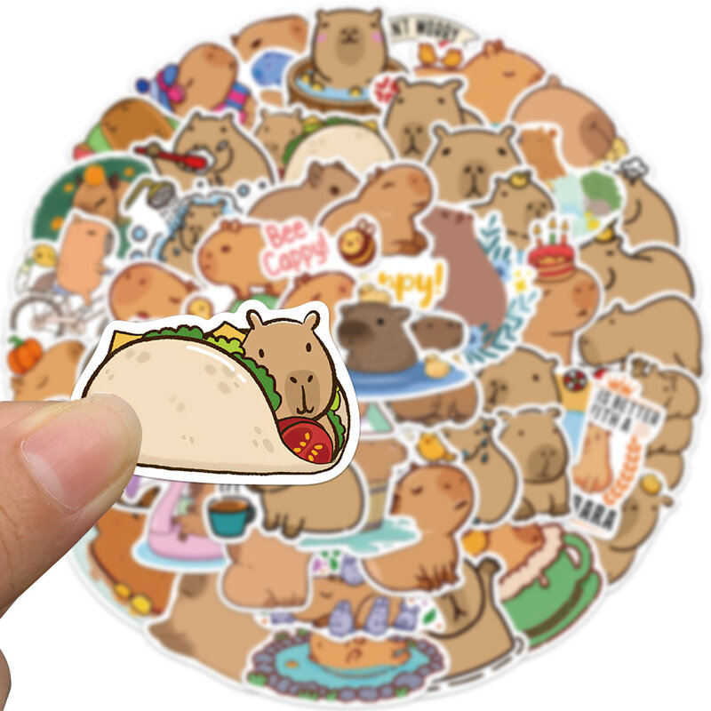 Stiker Capybara kartun anak-anak, 10/30/50 buah dekorasi DIY Album buku tempel tahan air stiker hadiah alat tulis