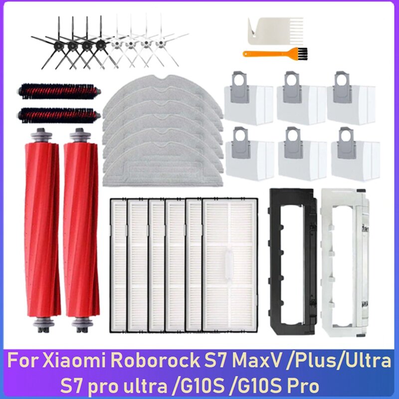 Accesorios de repuesto para Xiaomi Roborock S7 Maxv /Plus/Ultra /S7 Pro Ultra /G10S /G10S Pro, Robot aspirador, 34 unidades