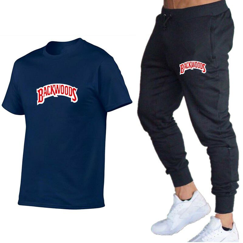 2023 New Running Sportswear Short Sleeve Set Men's Fitness Short Sleeve Pants Casual T-shirt Set