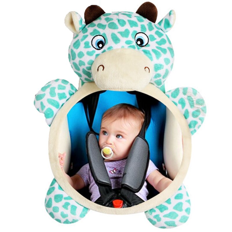 Kids Monitor Rearview Mirror Baby Rear Facing Mirrors Back Seat Headrest Mirror Cartoon Animal Plush Toy Styling Rearview Mirror