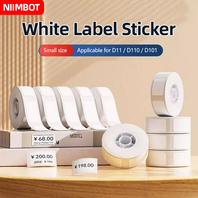 NIIMBOT rollo de papel D11/D101/D110 label paper thermal self-adhesive printing paper (pure white series) price name sticker