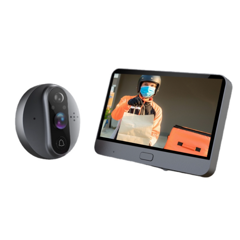 Caméra de sonnette de porte sans fil R9 Hd1080P, judas vidéo cachés, moniteur Tuya, sonnette visuelle en métal avec interphone