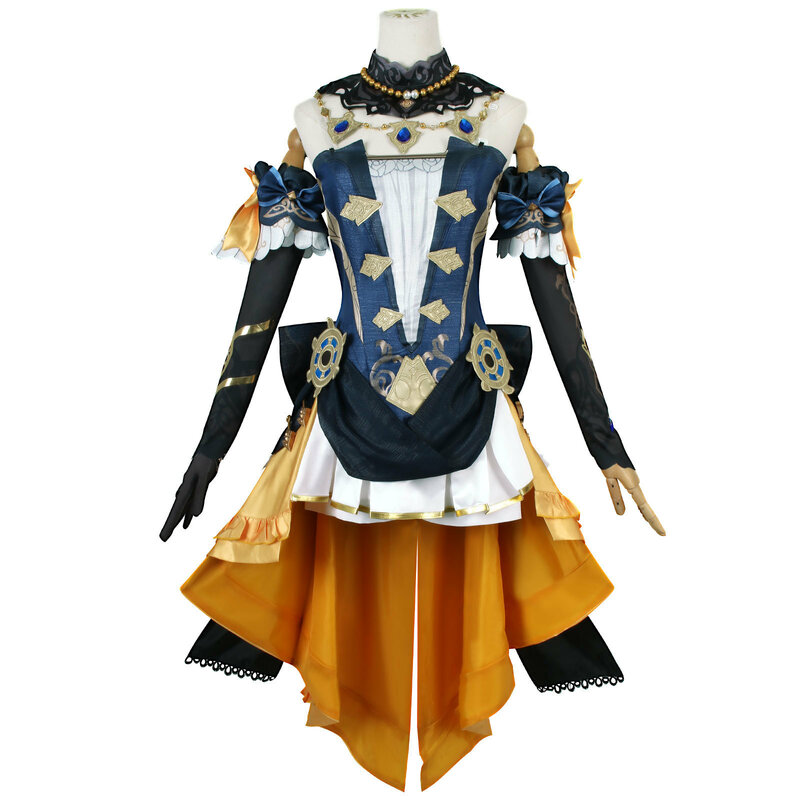Navia Cosplay-Genshin Impact traje feminino, conjunto completo, chapéu, vestido, traje de Halloween, uniforme