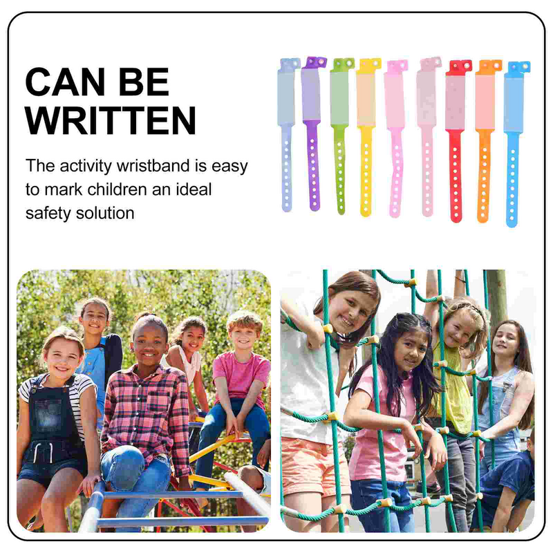 Pulsera antipérdida desechable de PVC para niños, bandas de identificación de viaje, Color aleatorio, 100 piezas
