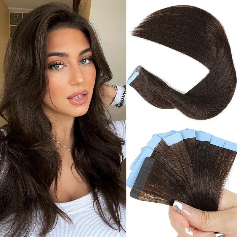 Vsr 24 дюйма пряди для наращивания волос человеческие волосы на всю голову натуральные черные прямые 20 шт. синие клеевые ленты для наращивания волос для женщин