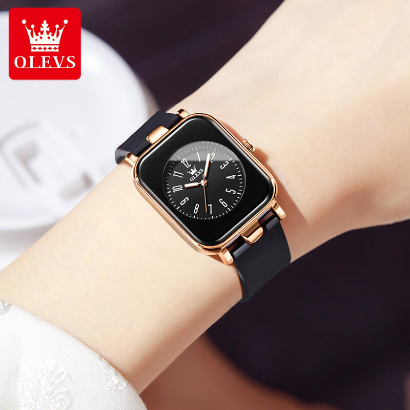 OLEVS 여성용 방수 야광 실리콘 스트랩 손목시계, 패션 심플 소형 손목시계, 탑 브랜드 정품 시계