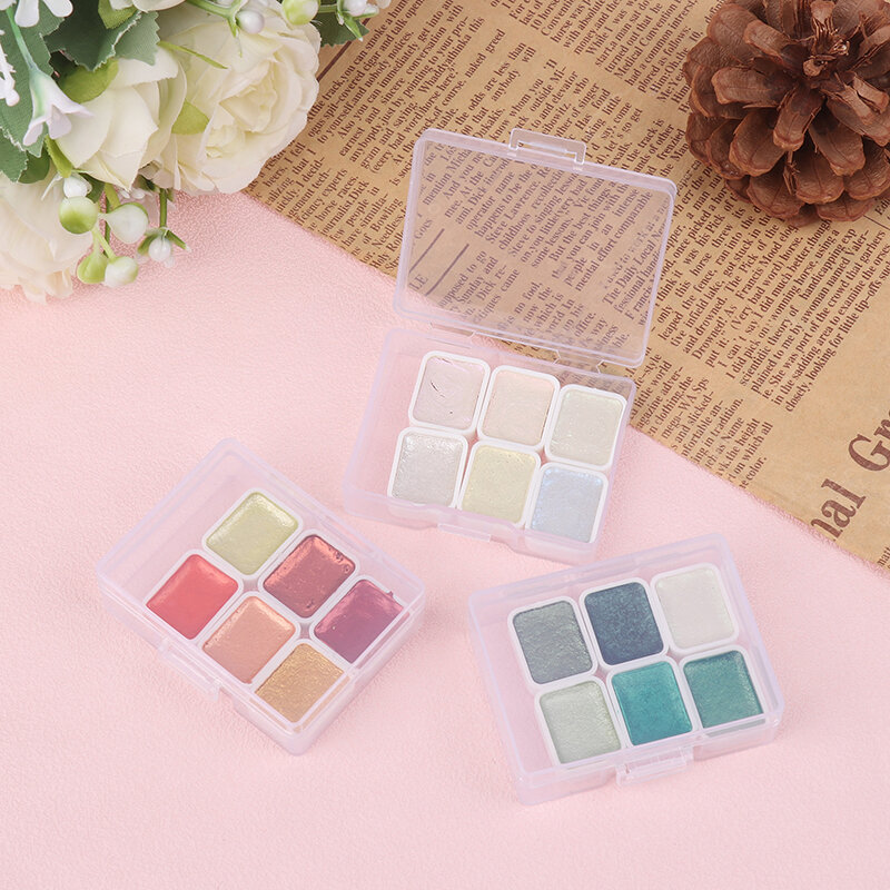 Pearlescent Metallic Solid Watercolor Paint Portable Hand-packaged Palette For Painting Nails Student School Art Supplies